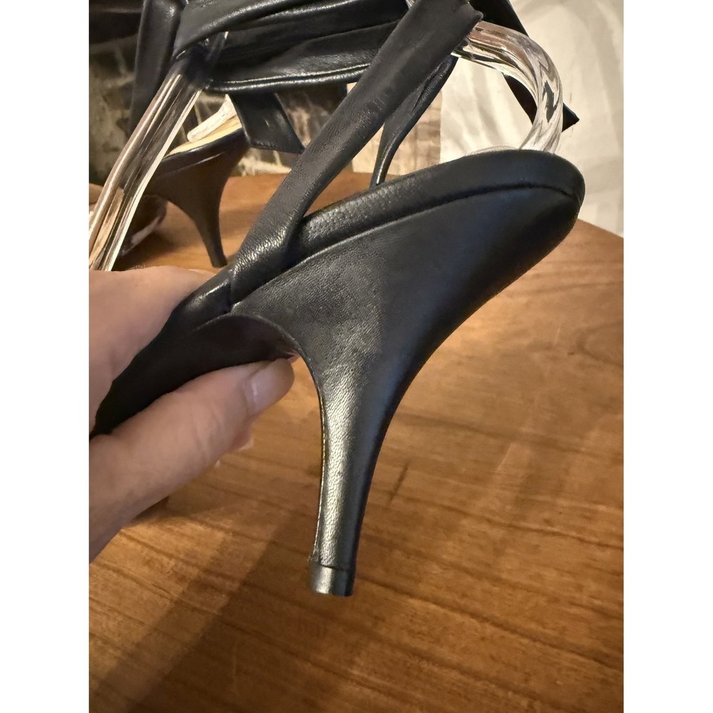 Bally Black Leather Ankle Tie Espadrille Stiletto Sandals EU 39 US 8.5 - Picture 6 of 16
